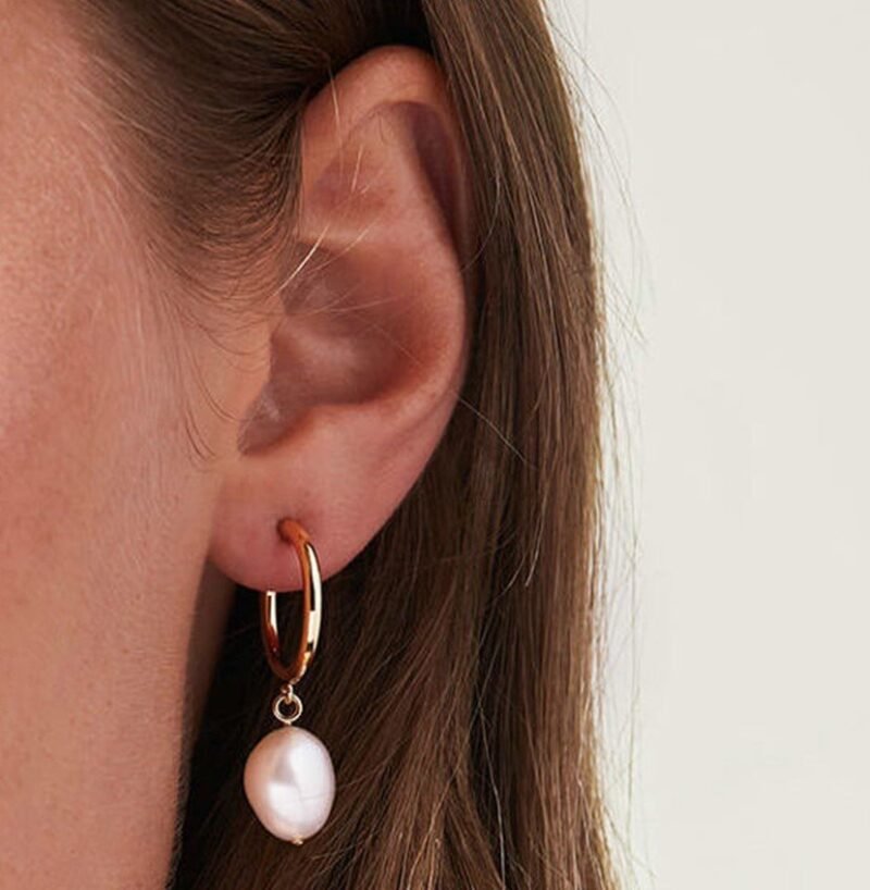 Pendientes Circulares de Perlas de Agua Dulce Vintage para Mujer - Imagen 6