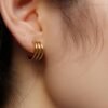 Pendientes de Aro Triple de Acero Inoxidable para Mujer - Imagen 2