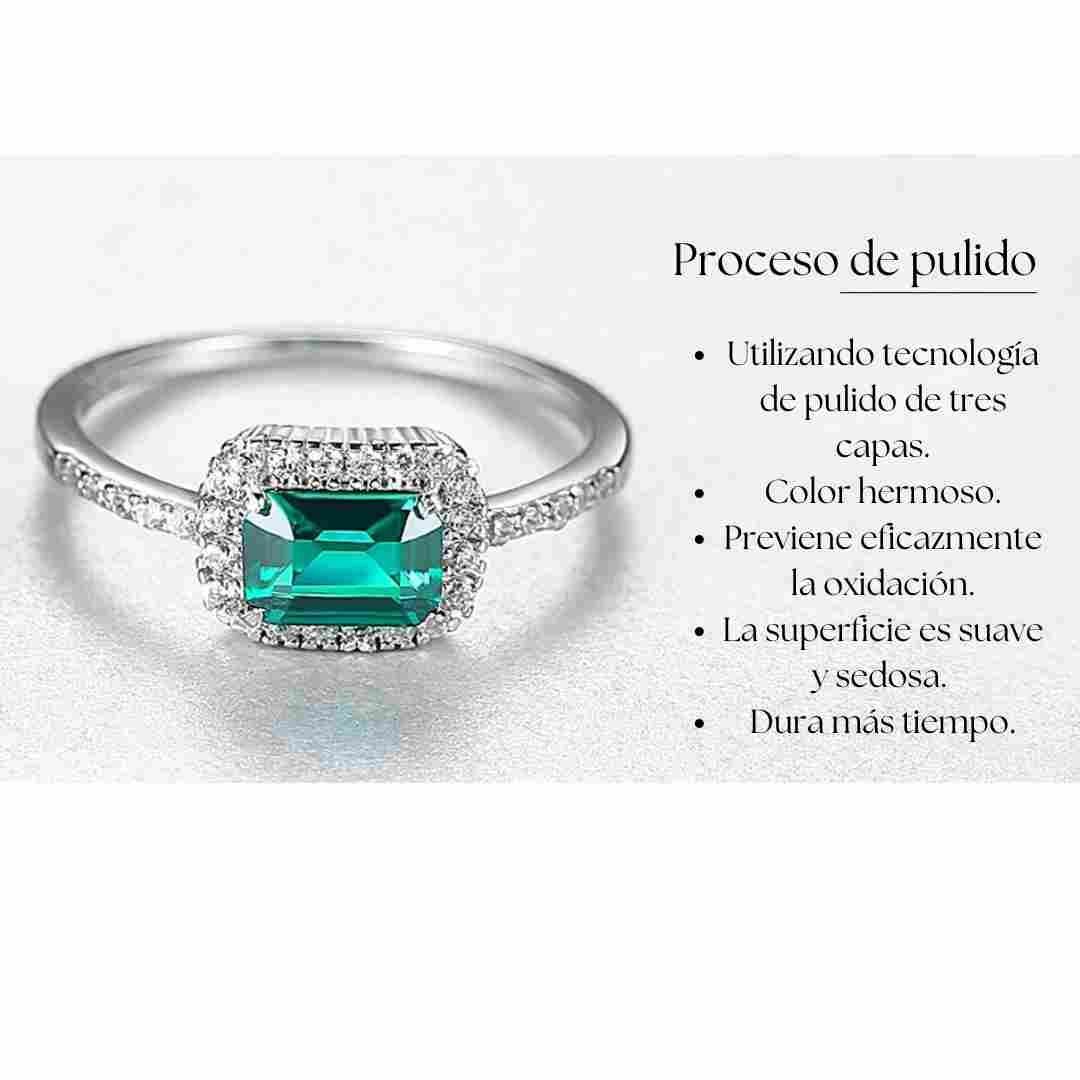Anillo de Plata 925 con Piedra Esmeralda Tallada – Diseño Clásico