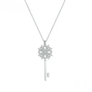 Collar de Plata 925 con Llave Copo de Nieve y Circonia para Mujer – Charlottes House Joyeria El Salvador