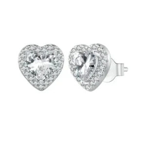 Pendientes de Corazón en Plata 925 con Circonita - Charlottes House Joyeria El Salvador