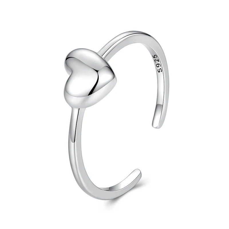 Anillo Ajustable Minimalista de Corazón en Plata de Ley 925 para Mujer - Charlottes House Joyeria El Salvador