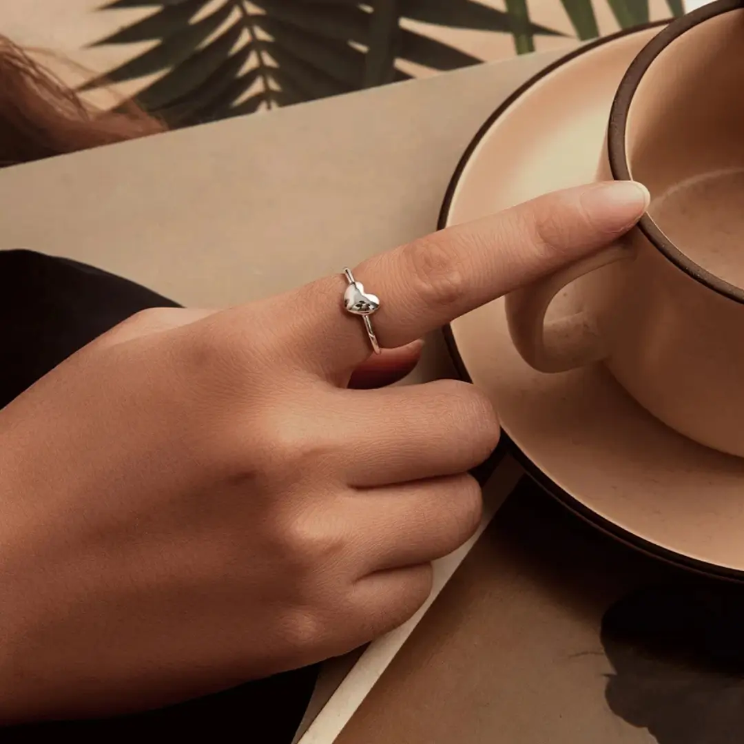Anillo Ajustable Minimalista de Corazón en Plata de Ley 925 para Mujer - Imagen 7