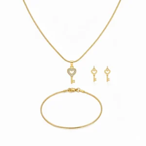 Set de Collar, Pulsera y Aretes Llave del Corazón - Charlotte's House Joyería El Salvador