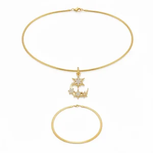 Set Collar y Pulsera Serpiente en Acero Inoxidable 316L | Joyería Dorada con Dije de Estrellas - Charlotte's House Joyería El Salvador